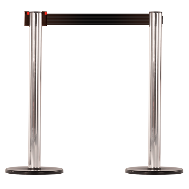 Pedestal em alumínio com acabamento cromado.