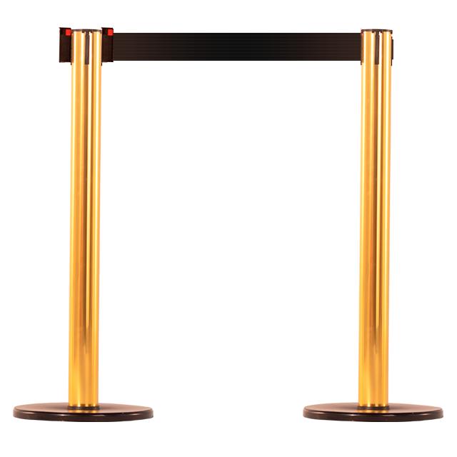 Pedestal em alumínio com acabamento dourado.